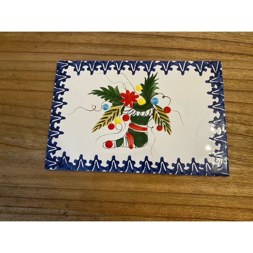 Italian Zanolli Handpainted Ceramic‎ Christmas Trivets Set Of 2 Large 12” - Picture 10 of 16